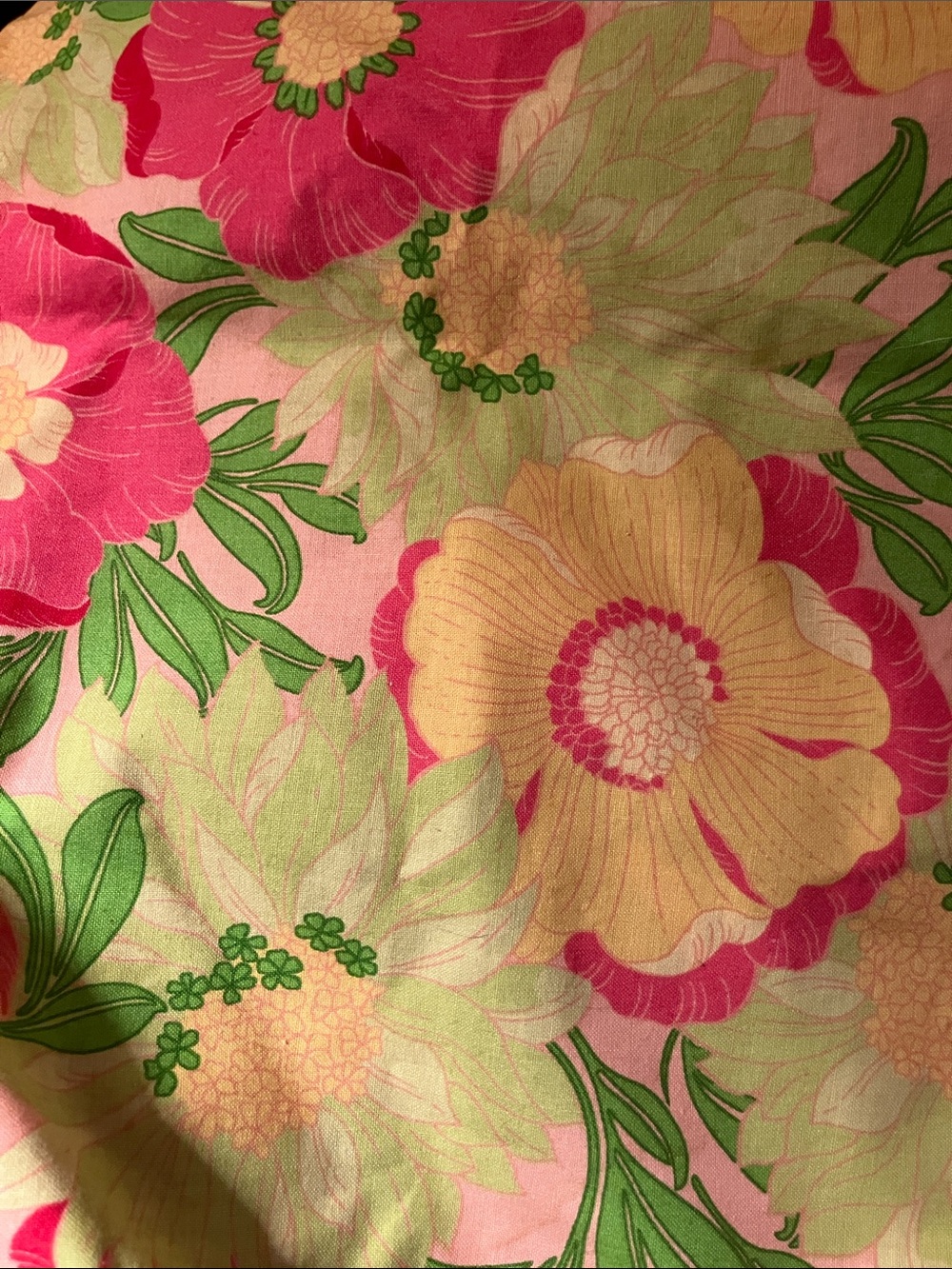 Floral maximalist green pink yellow valance curtains set of 2 44x16.5”